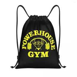 Shopping Bags Yellow Powerhouse Gym Drawstring Backpack Sports Bag For Women Men Fitness Building Muscle Sackpack