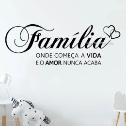 Stickers Portuguese Saying Words Decals"family where life begins and love never ends" Vinyl Lettering Wall Sticker For Home Decor LC1529