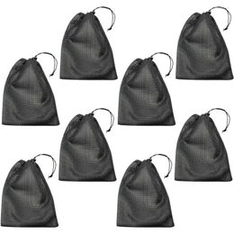 Laundry Bags 8 Pcs Drawstring Storage Mesh Stuff Sack Small Net With Toy Basketball