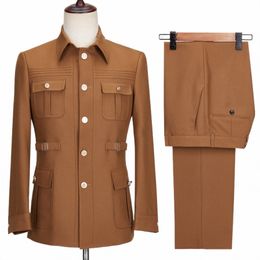 latest Design Men Suits Blazer Pants 2 Pieces Male For Busin Coat Jacket Blazer Groom Tuxedo Single Breasted u1Xf#