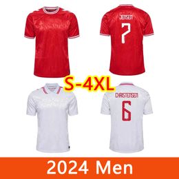 2024 New Denmark Soccer Jerseys 2024/2025 Home and Away Jersey Hojlund Christensen Andersen Jensen Hjulmand Player Version