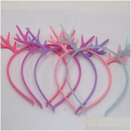 Hair Clips Barrettes 5 Mixed Colour Plastic Deer Antler Headband Band Christmas Party Favours Drop Delivery Jewellery Hairjewelry Ot3Gn