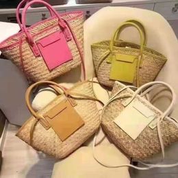 Water grass inlaid diamond shoulder bag mini woven basket hand-held crossbody beach womens Bags