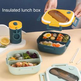 Dinnerware 1 Set Bento Box Spoon Chopsticks Children Adults Compartment Divided Microwave Oven Lunch For Outdoor Picnic