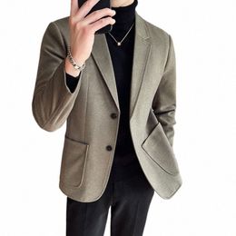 2023 Men Busin Blazers Winter Thicken wool Suit Coat male Busin Fi Casual Slim Formal coat Jacket Tops Outwear Tuxedo P0iV#