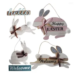 Party Decoration Happy Easter Hanging Pendant Wooden Hello Ornaments Craft Home DIY Props Supplies