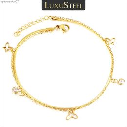 Anklets Luxury and fashionable butterfly ankle bracelet womens stainless steel round snake Rolo chain crystal ankle bracelet summer beach jewelryL2403