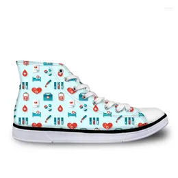 Casual Shoes Women High Top Canvas Cute Cartoon Tools Print Vulcanized Classic Flats Ankle Sports Sneakers