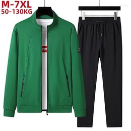 Men's Tracksuits Plus Size 7xl 6xl Men Long Sleeve Spring Hoodie Suit Casual Menswear Jacket And Pants 2 Pieces Set Autumn Sportswear