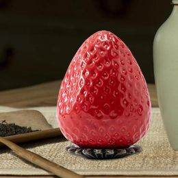 Storage Bottles Strawberry Shape Tea Canister Elegant Ornament Decorative Container Food Jar For Candy Kitchen Sugar Coffee Bean Counter
