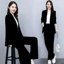 Spring Autumn Thin Womens Blazers Long Pants 2 Piece Set Korean Office Lady Casual Loose Suit Jacket Trousers Outfits Pantsuits 240328