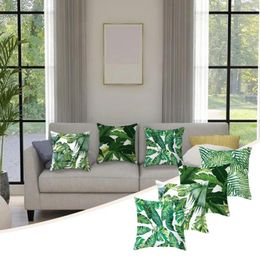 Pillow Easy Clean Velvet Cover Tropical Palm Leaf Green Plant Pattern Throw Pillowcases For Home Decoration Set Of 4 Zipper