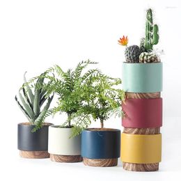 Vases Nordic Style INS Ceramic Flowerpot Water Transfer Green Plant Modern Simple Straight Tube Colourful Round Rose