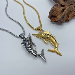 Direct Sales of Hip-hop Trendy and Personalized Fish Pendant Jewelry in Europe and America. Street Fashion Versatile Titanium Steel Necklace Jewelry 8 6 964