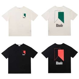 Rhude T-shirt Designer Original Quality Geometric Print High Street Loose Couple Wear Mens Womens Trend Brand T-shirt Tops