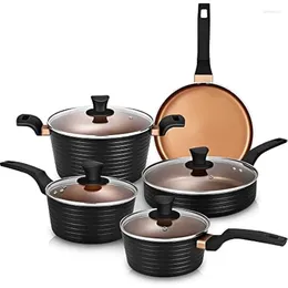 Cookware Sets Pots And Pans Nonstick Set Induction -Free Kitchen Saucepan Frying Pan Saute Black