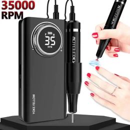 YOKEFELLOW 35000RPM Portable Electric Nail Drill For Acrylic Gel Polish Remove Machine Professional Polishing Tools 240314