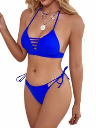 2024 new Bandeau Sexy Swimwear Women Low Waist swimsuit bandage Push Up Padded bikini set beach wear Triangle Mokini bikinis l00I#