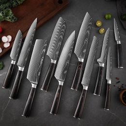 Knives Japanese Chef Knife Set 110pc Forged Santoku Salmon Knife Kitchen Kit Cleaver Nakiri Fish Fillet Sushi Knives Cooking