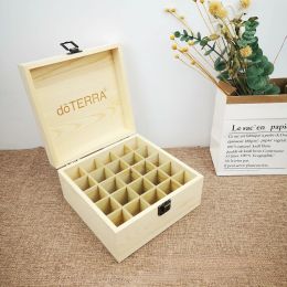 Bins For doTERRA Wooden Storage Box 25 Slots Carry Organiser Essential Oil Bottles Aromatherapy Container Storage Box Case