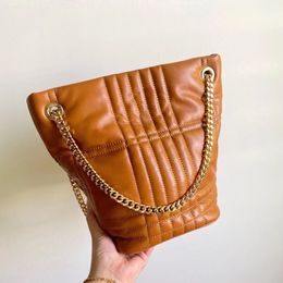 Real leather tote bag Luxury designer bucket bag mirror quality Handbag Black Brown Soft Lambskin Lady Medium Crossbody Bags Fashion Purse