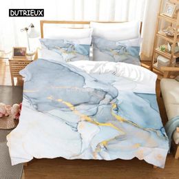 Bedding Sets Gorgeous White Gold Marble Pattern Set Modern Duvet Cover Comforter Bed Fashion Luxury Adults Bedroom Decorating