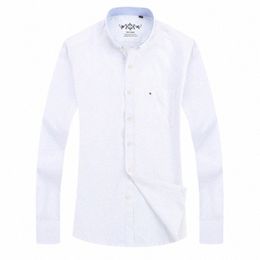 2023 Men's Lg Sleeve Solid Plain Oxford Shirt Single Patch Pocket Casual Standard Fit Collar Thick Work Shirts 47Mm#