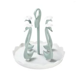 Kitchen Storage Swan Shape Glass Cup Holders Multi-purpose Rotating Bottle Drying Stand Holder For Counter