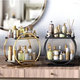 Hooks Light Luxury Toilet Storage Organisation Bathroom Wash Counter Cosmetics Shelf Multi-functional Kitchen Seasoning Rack