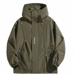 mens Hooded Jacket Parkas Windbreaker Men Waterproof Jacket Solid Color Black Korean Fi Coats Men Outdoor Outerwear 12XL 55TB#