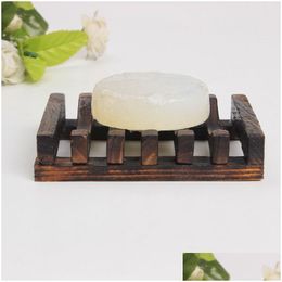 Soap Dishes Natural Bamboo Wood Wooden Tray Holder Storage Rack Plate Box Container Bath Drop Delivery Home Garden Bathroom Accessorie Ot4Ih