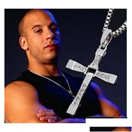 Pendant Necklaces Fast And Furious Cross Actor Toledo Diamond Charm Sier Or Gold Statement Necklace Men Jewellery Christmas Drop Deliver Dhh6F