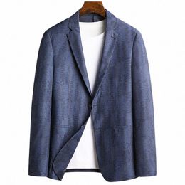 new Men Gentleman Busin Fi All Match Solid Colour Blazer Trend British Style Casual Slim-fit Work Wedding Travel Suit k3K3#