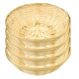 Dinnerware Sets Bamboo Fruit Plate Bread Basket Decorative Household Woven For Storage Organiser Baskets