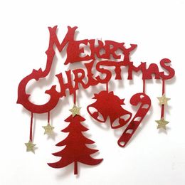 Christmas Decorations Chirstmas Party Hanging Sign Door Glitter Felt Star Decoration Bat For Home Deco