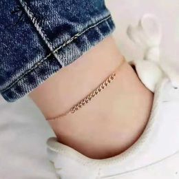 Anklets Joolim Jewelry High end Pvd Wholesale No Fading Fashion Summer Beach Simple Nude Chain Stainless Steel AnkleL2403