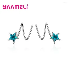 Dangle Earrings Fashion Charm Blue Star Earring Spiral Anti-Shedding 925 Sterling Silver 2 Holes Ear Brincos Jewellery Gift For Girlfriend