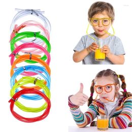 Disposable Cups Straws Fun Soft Plastic Straw Funny Glasses Flexible Drinking Party Joke Tube Tool