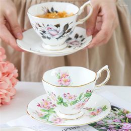 Cups Saucers Retro Cup And Saucer Set Ceramic Elegant Flower Coffee Mug Bone China Phnom Penh Creative Afternoontea Utensils