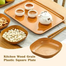 Plates Kitchen Wood Grain Plastic Square Plate Cup Pad Decorative Creative Coffee Serving