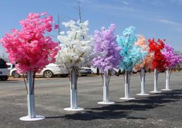 Colourful Artificial Decorative Flowers Wreaths Cherry Blossom Tree Roman Column Road Leads Wedding Mall Opened Props Iron Art Fl2850108