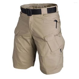 Men's Shorts Men Summer Urban Military Outdoor Cargo Medium Waistband Quick Dry Multi Pocket Hiking Capris Solid Male