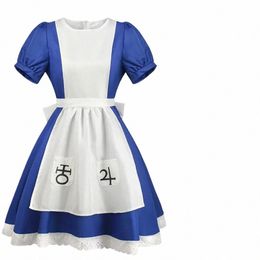 anime Game Alice Madn Returns Cosplay Costume Women Short Sleeve Maid Dr With Apr Socks Halen Carnival Party Clothes g1V1#