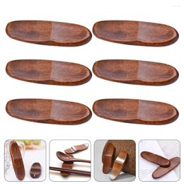 Chopsticks 6 Pcs Solid Wood Spoon Holder Stand Pillows Wooden Rest Japanese-style Desktop Decorative Fork