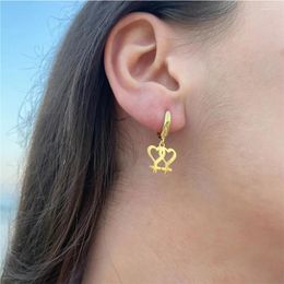 Hoop Earrings Symbol Charm Female Lesbian LGBT Women Ear Studs LES Gold Silver Color Stainless Steel Wedding Jewelry