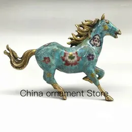 Decorative Figurines Chinese Ancient Cloisonne Statue Hand-Carved Horse Galloping RT