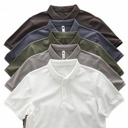 dukeen Solid Colour Polo Shirts for Men Short-Sleeved Golf Wear Summer Korea Style Plain T-Shirts Men's Clothing White Blouse n63G#