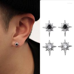 Stud Earrings Korean Fashion Black Zircon Star For Women 2024 Trending Ear Cuffs Piercing Teens Accessories