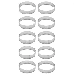 Baking Tools 10 Pcs Circular Stainless Steel Tart Ring Tower Pie Cake Mould Perforated Mousse