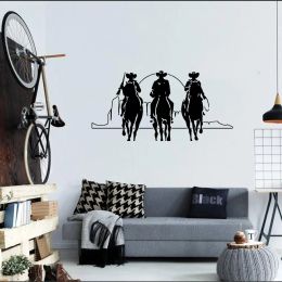 Stickers Horse Riding Wall Stickers For Living Room Interior Decor 3 Cowboy Decal Animal Wild West Wall Murals Hot Posters DW4626